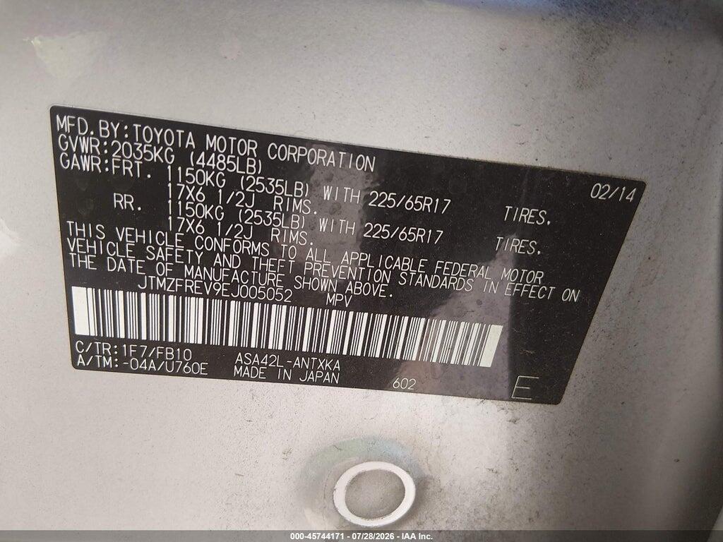 JTMZFREV9EJ005052 2014 TOYOTA RAV4 photo no. 9
