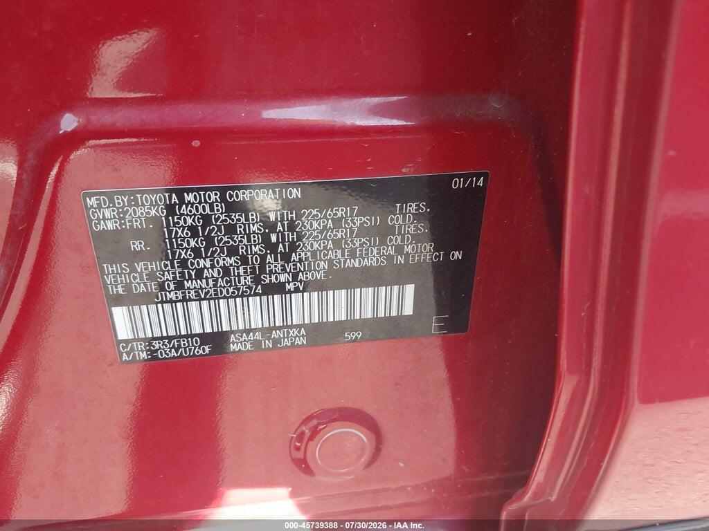JTMBFREV2ED057574 2014 TOYOTA RAV4 photo no. 9