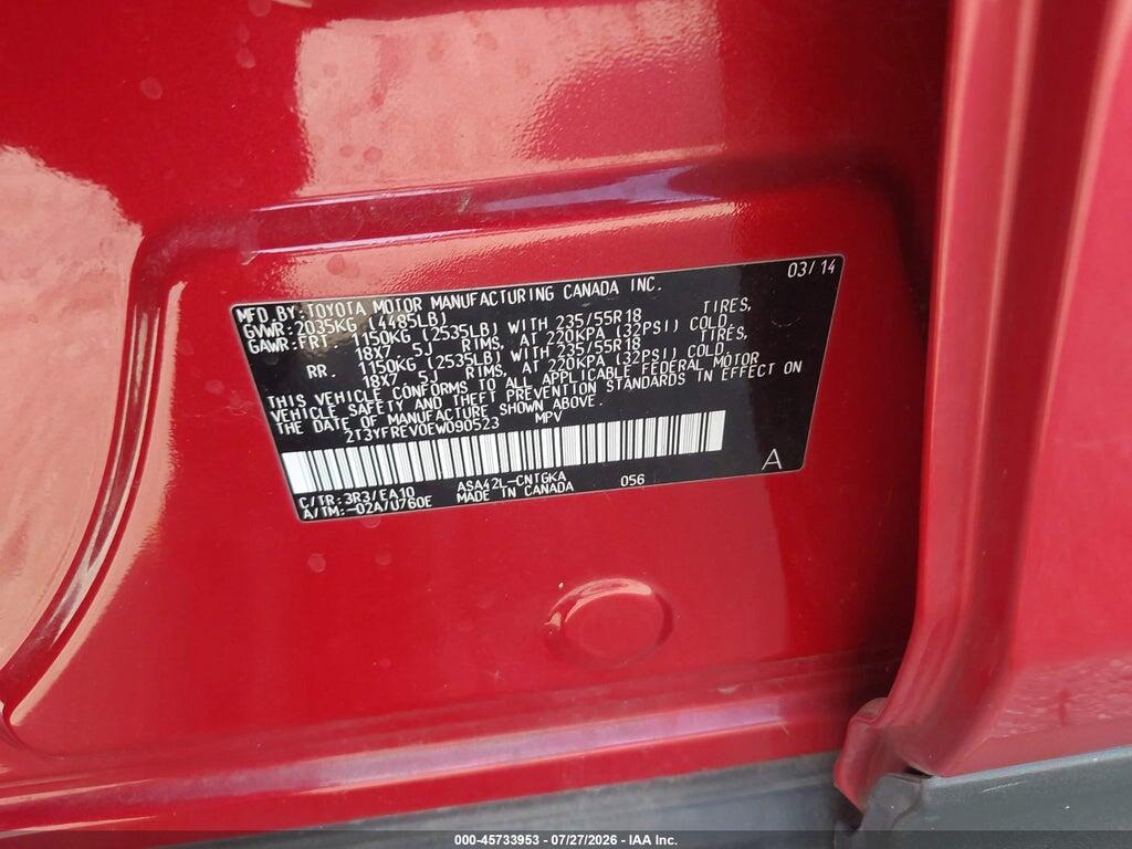 2T3YFREV0EW090523 2014 TOYOTA RAV4 photo no. 9