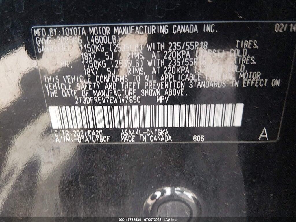 2T3DFREV7EW147850 2014 TOYOTA RAV4 photo no. 9