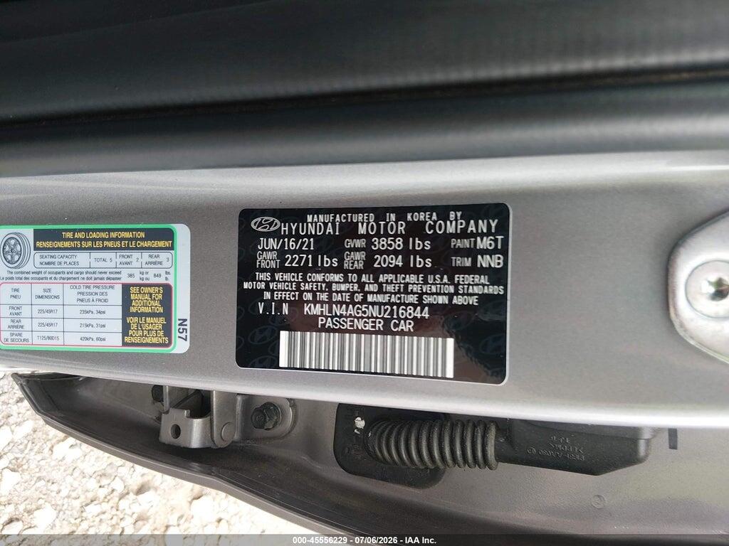 KMHLN4AG5NU216844 2022 HYUNDAI ELANTRA photo no. 9