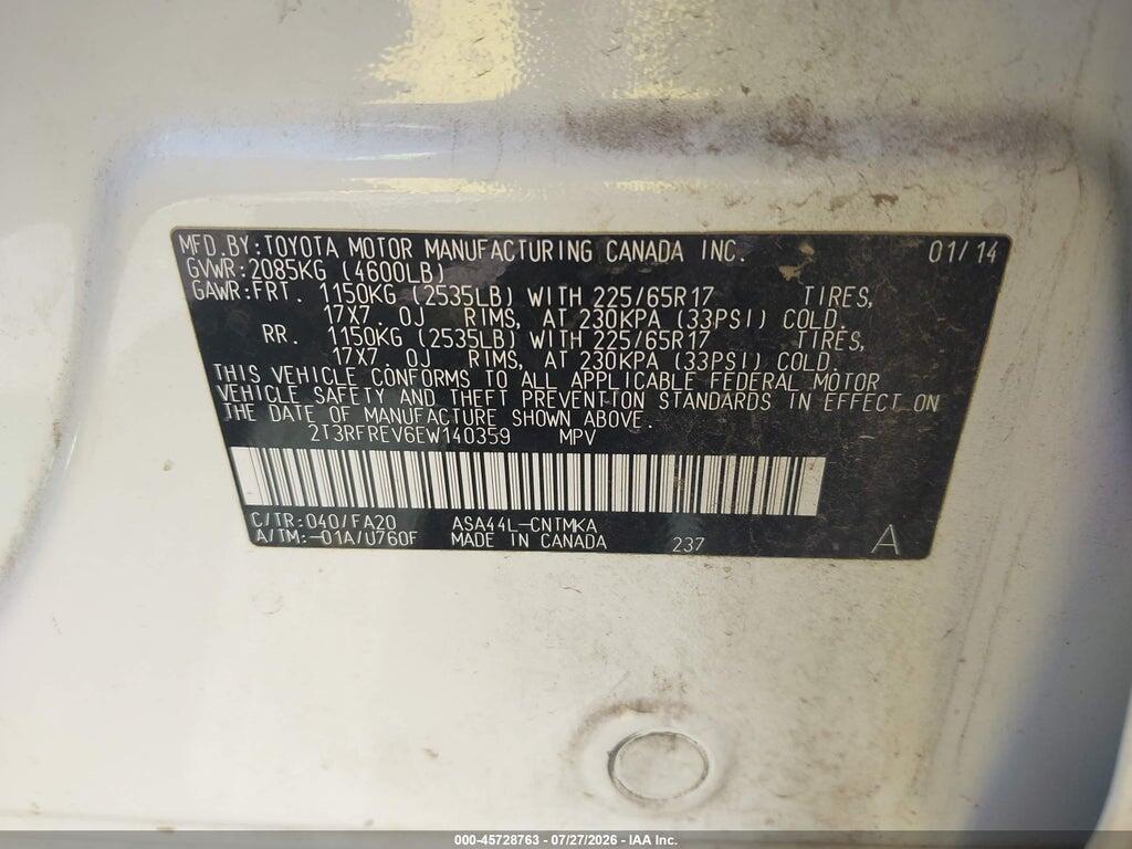 2T3RFREV6EW140359 2014 TOYOTA RAV4 photo no. 9