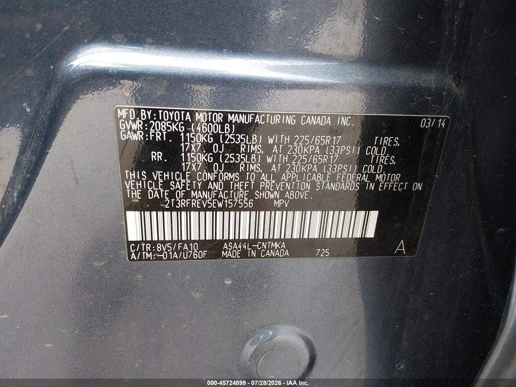 2T3RFREV5EW157556 2014 TOYOTA RAV4 photo no. 9