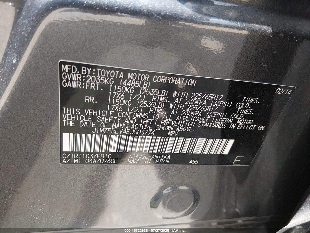JTMZFREV4EJ003774 2014 TOYOTA RAV4 photo no. 9