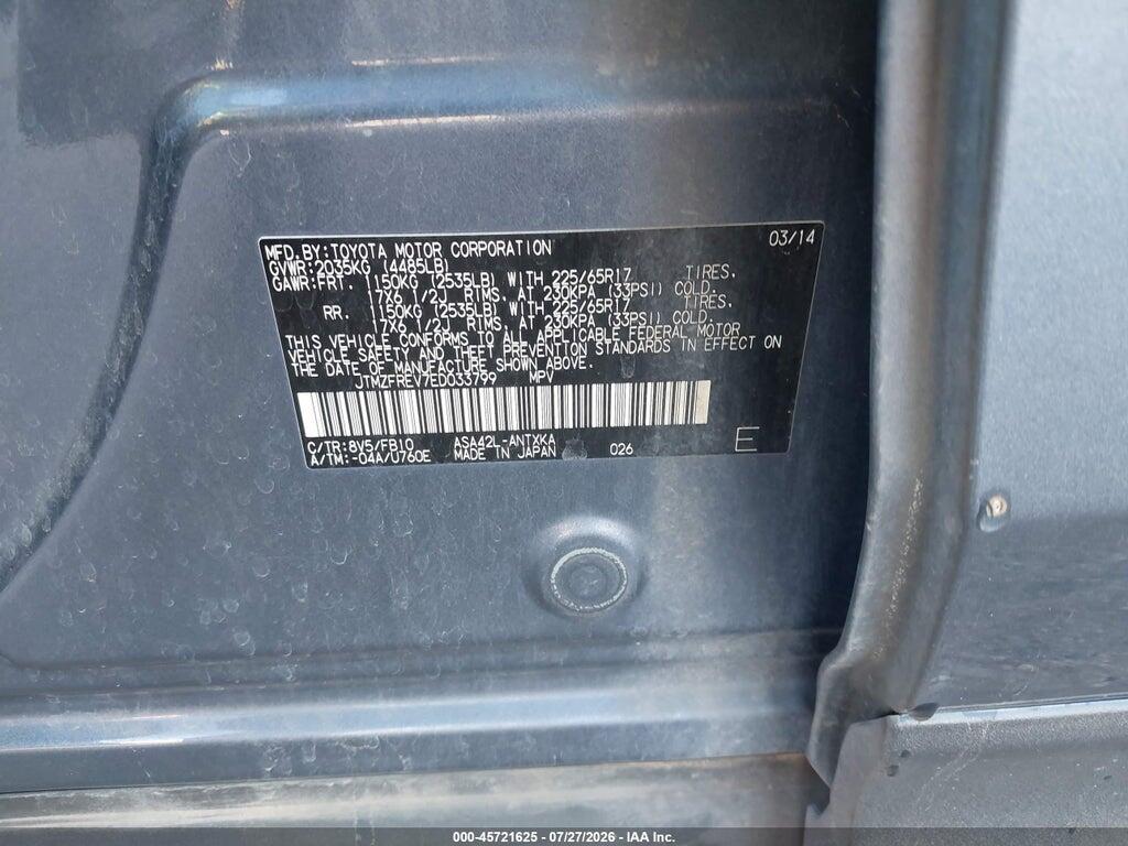 JTMZFREV7ED033799 2014 TOYOTA RAV4 photo no. 9