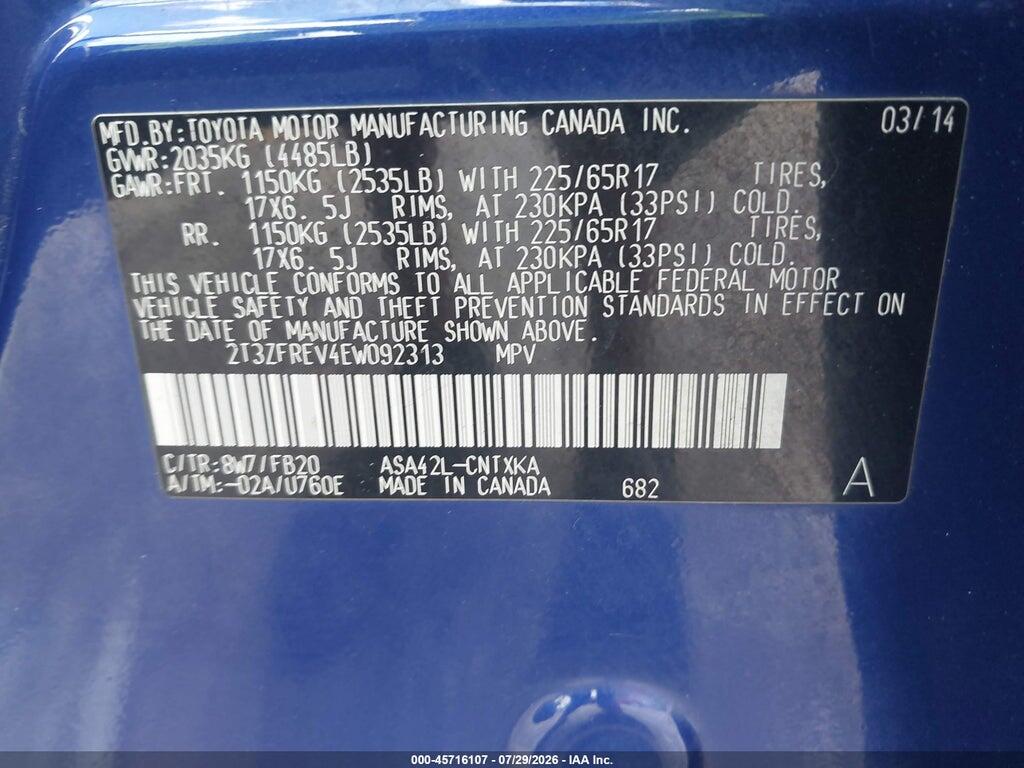 2T3ZFREV4EW092313 2014 TOYOTA RAV4 photo no. 9