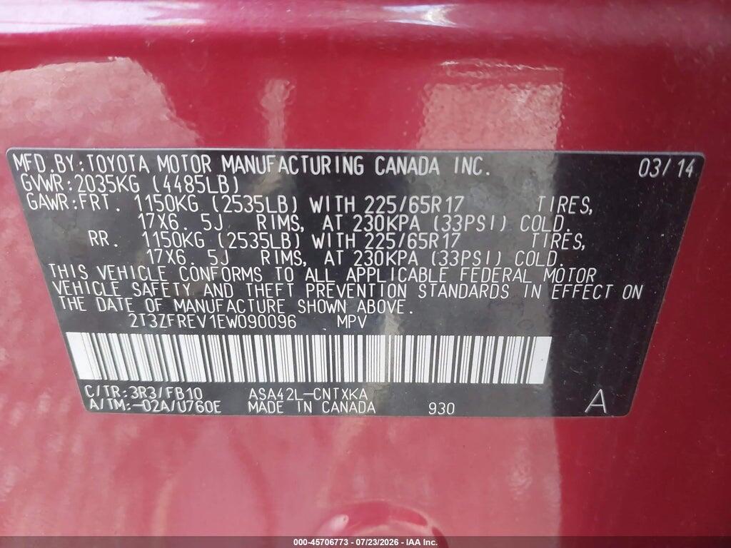 2T3ZFREV1EW090096 2014 TOYOTA RAV4 photo no. 9