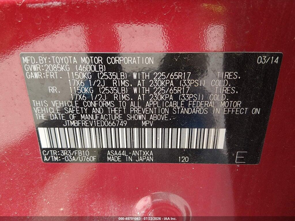 JTMBFREV1ED066749 2014 TOYOTA RAV4 photo no. 9