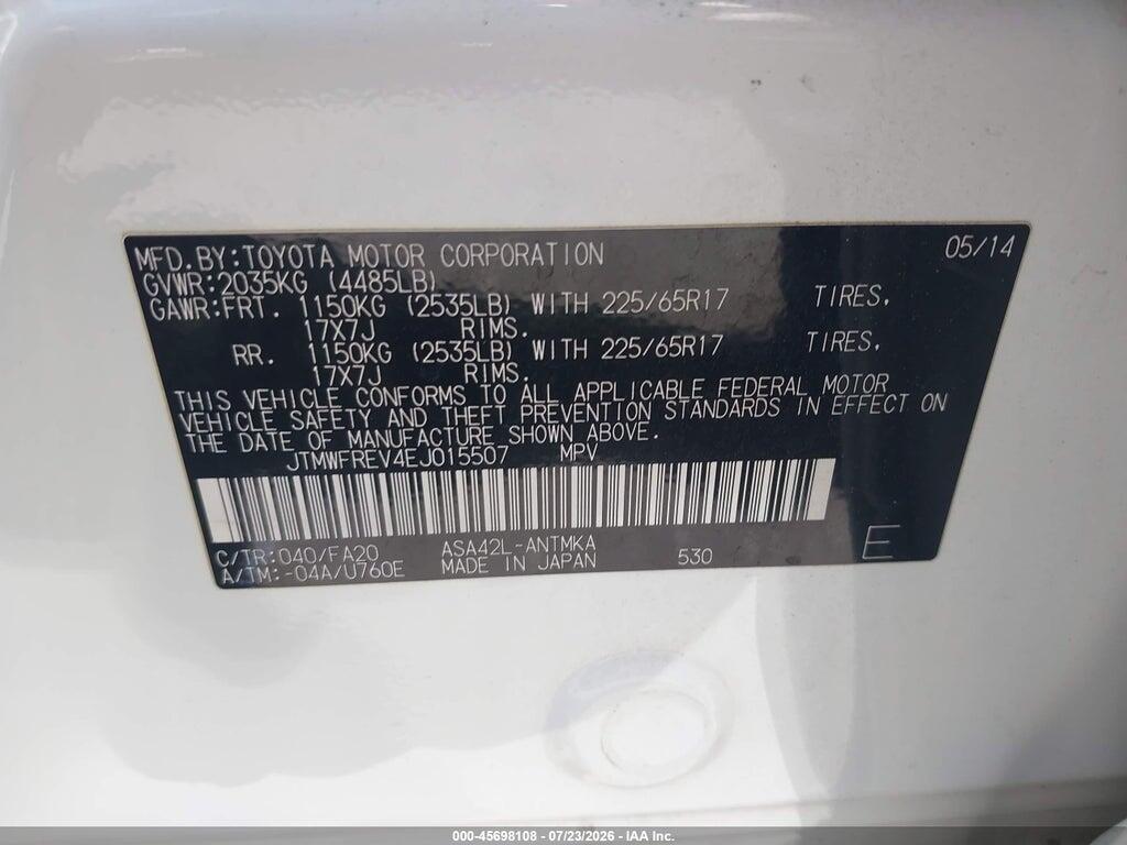 JTMWFREV4EJ015507 2014 TOYOTA RAV4 photo no. 9