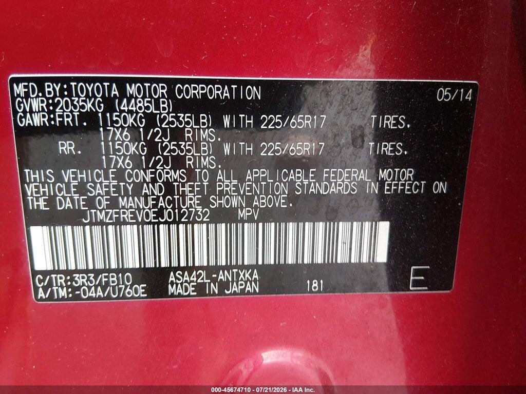 JTMZFREV0EJ012732 2014 TOYOTA RAV4 photo no. 9
