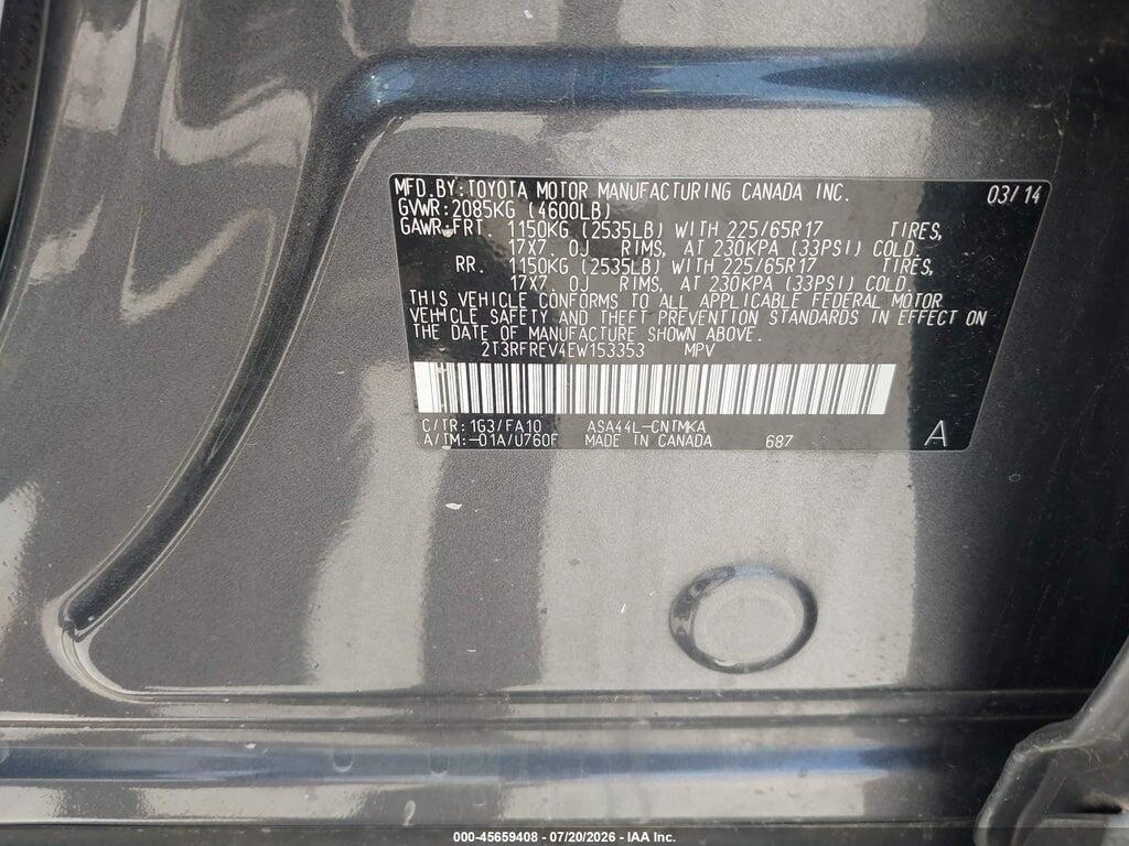 2T3RFREV4EW153353 2014 TOYOTA RAV4 photo no. 9