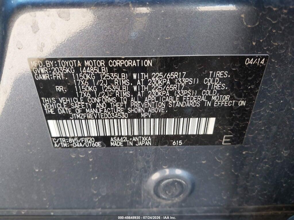 JTMZFREV1ED034530 2014 TOYOTA RAV4 photo no. 9