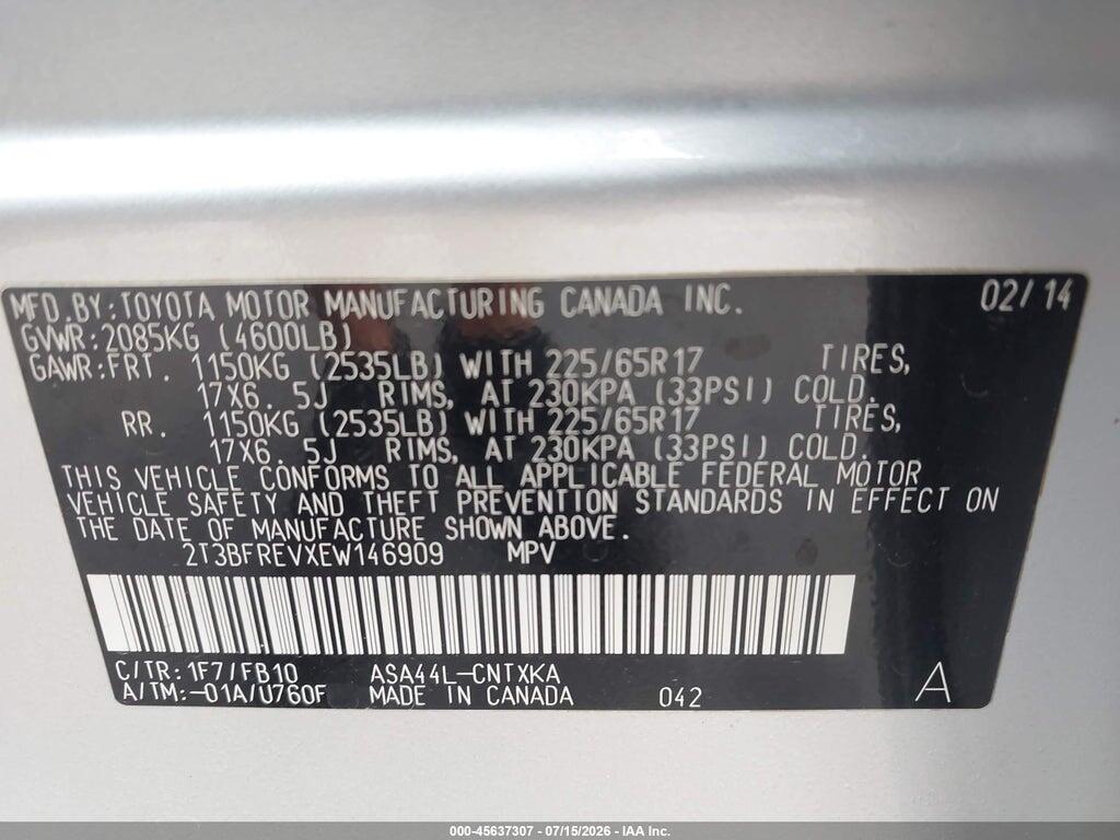 2T3BFREVXEW146909 2014 TOYOTA RAV4 photo no. 9