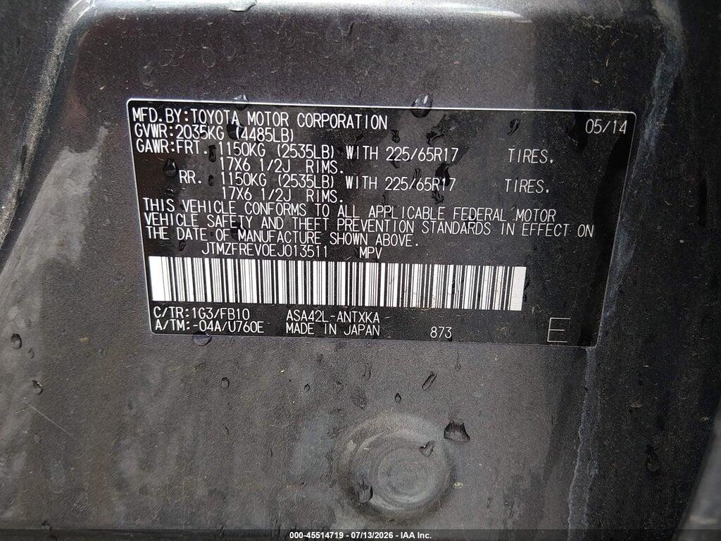JTMZFREV0EJ013511 2014 TOYOTA RAV4 photo no. 9