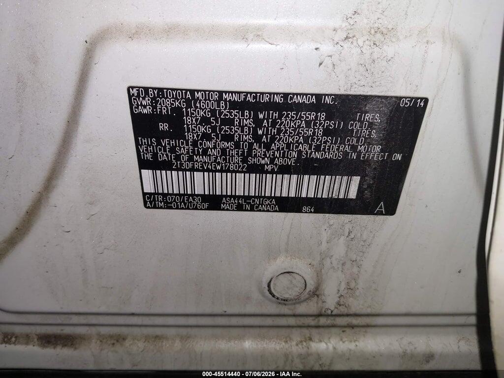 2T3DFREV4EW178022 2014 TOYOTA RAV4 photo no. 9