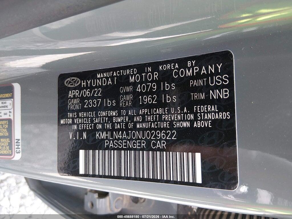 KMHLN4AJ0NU029622 2022 HYUNDAI ELANTRA HYBRID photo no. 9