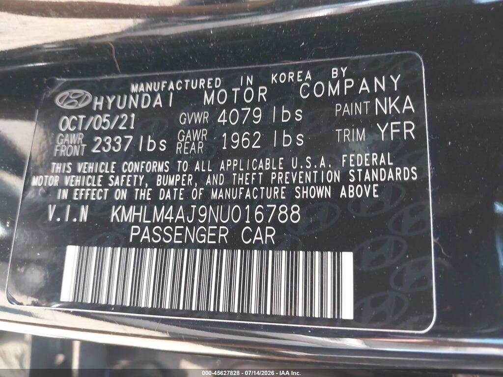 KMHLM4AJ9NU016788 2022 HYUNDAI ELANTRA HYBRID photo no. 9