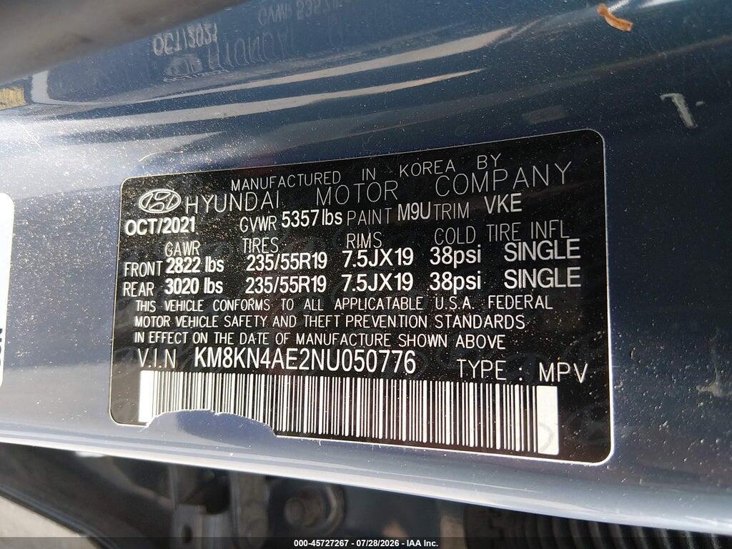 KM8KN4AE2NU050776 2022 HYUNDAI IONIQ 5 photo no. 9
