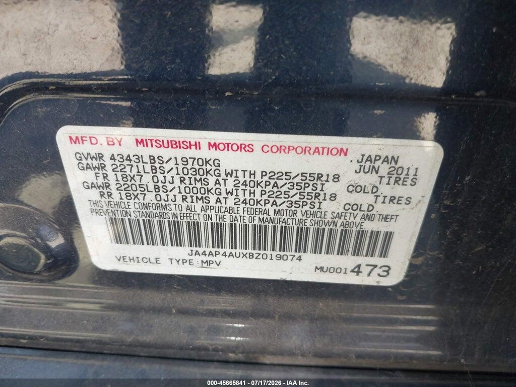JA4AP4AUXBZ019074 2011 MITSUBISHI OUTLANDER SPORT photo no. 9