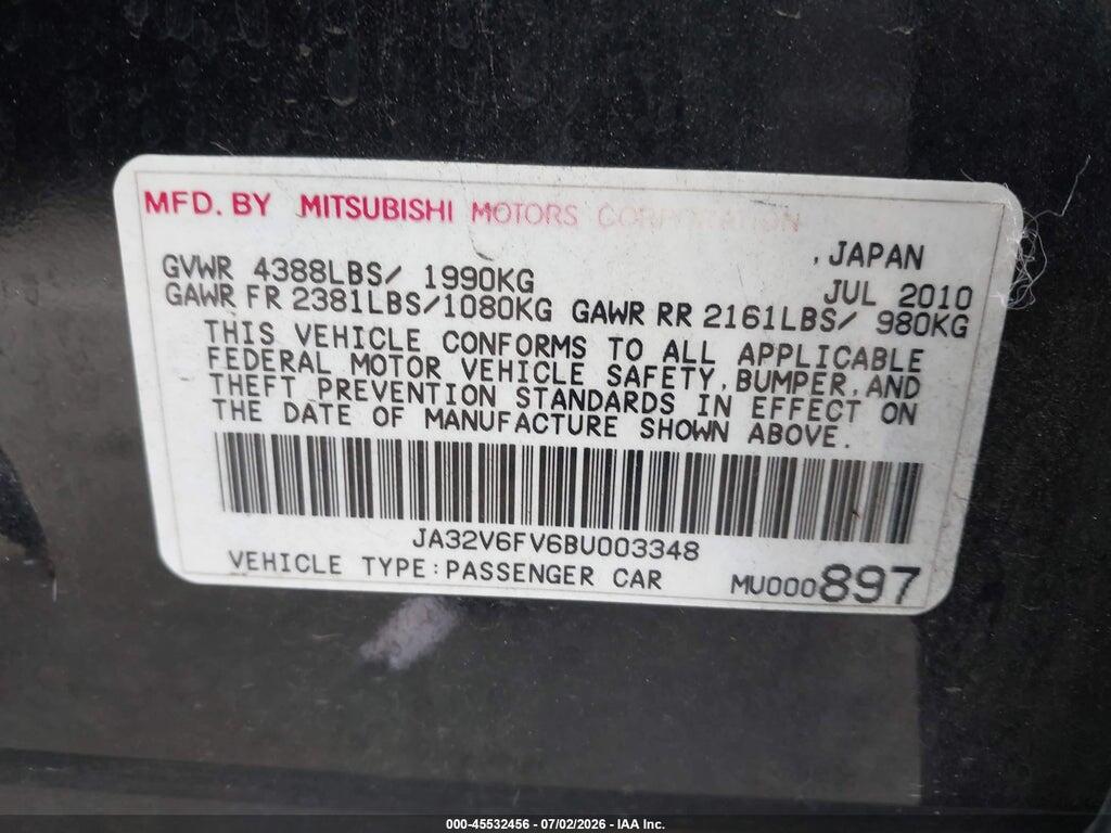 JA32V6FV6BU003348 2011 MITSUBISHI LANCER photo no. 9