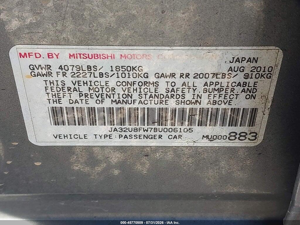 JA32U8FW7BU006105 2011 MITSUBISHI LANCER photo no. 9