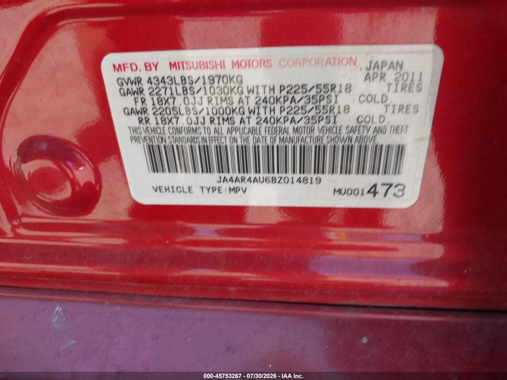 JA4AR4AU6BZ014819 2011 MITSUBISHI OUTLANDER SPORT photo no. 9