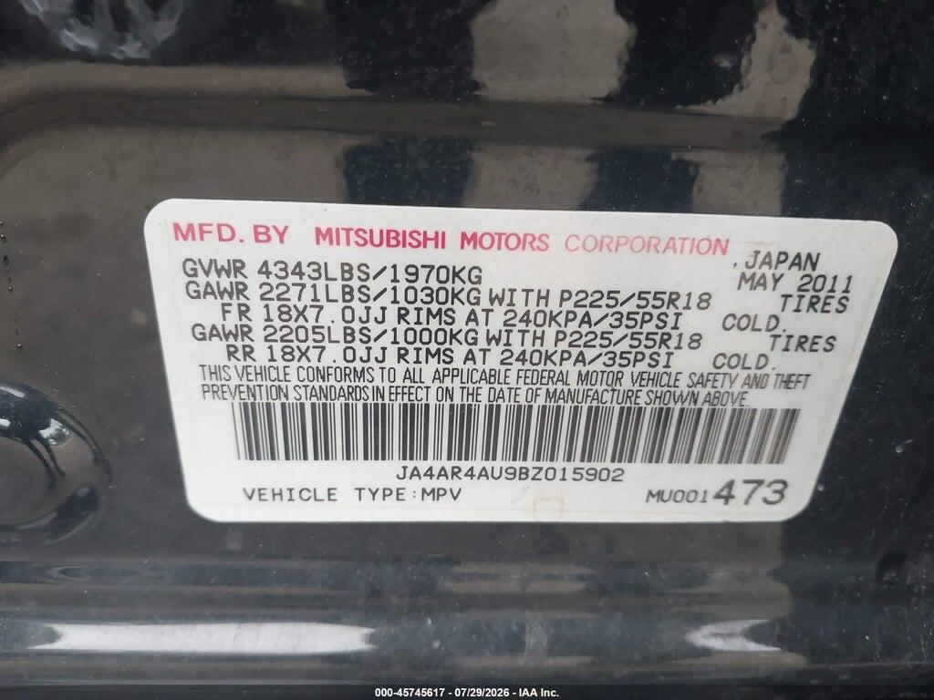 JA4AR4AU9BZ015902 2011 MITSUBISHI OUTLANDER SPORT photo no. 9