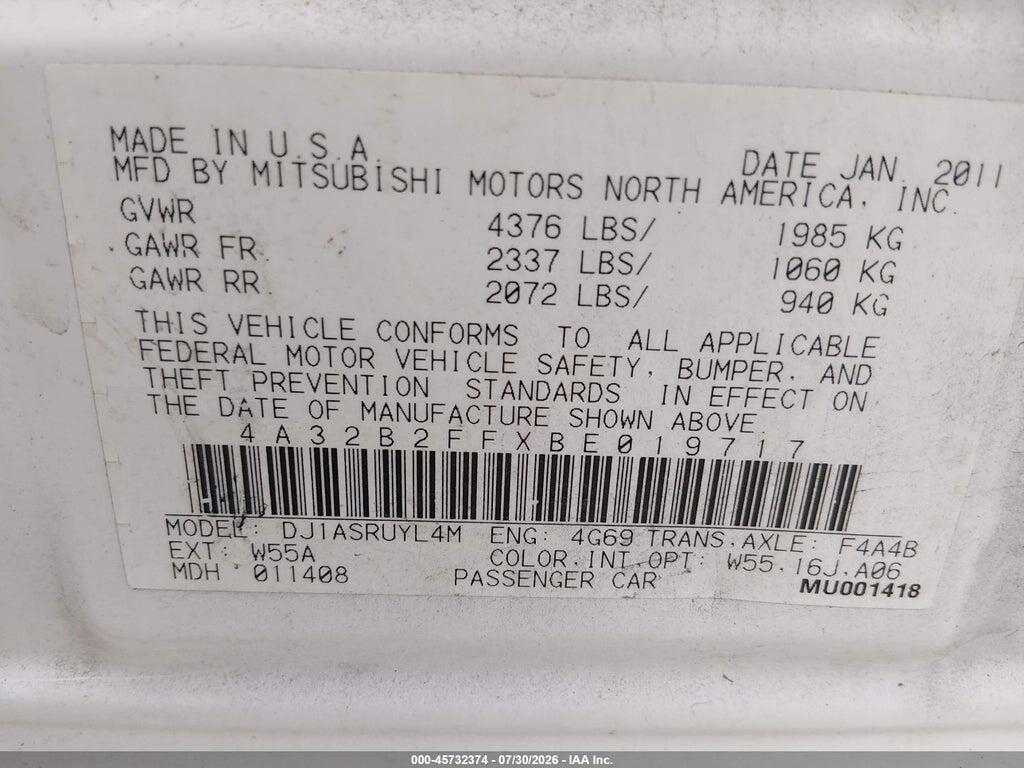 4A32B2FFXBE019717 2011 MITSUBISHI GALANT photo no. 9