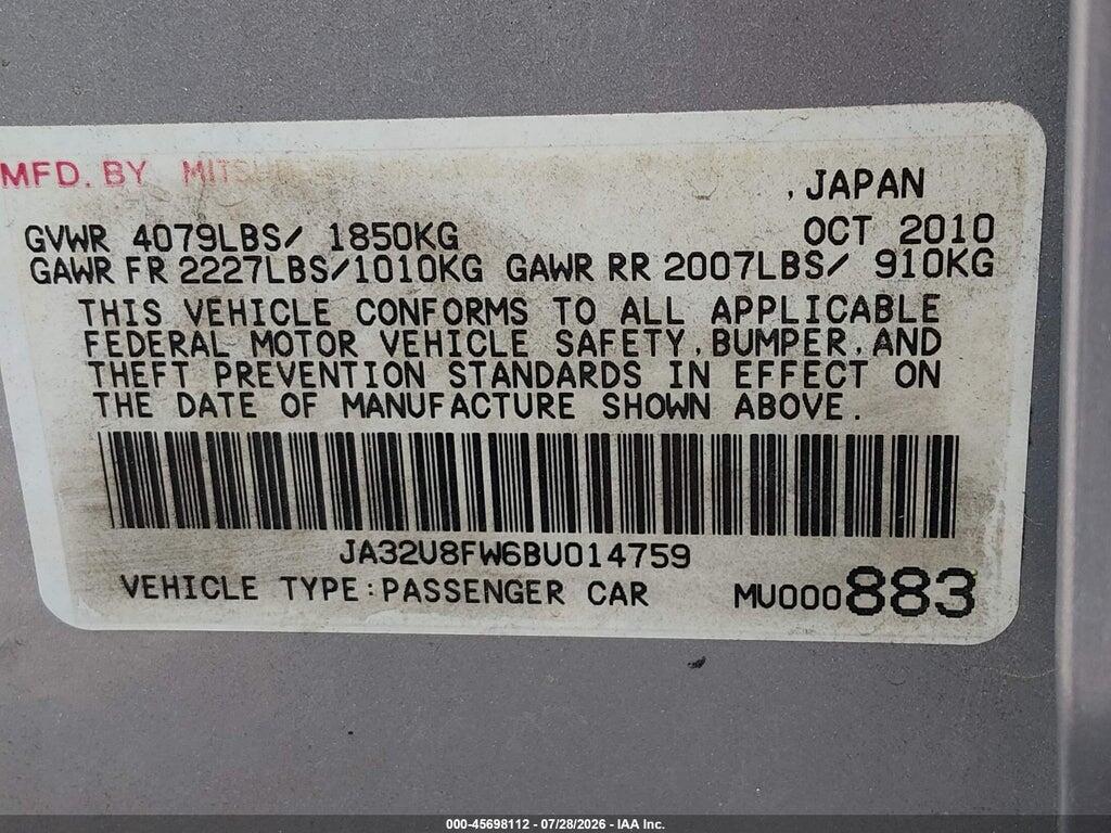 JA32U8FW6BU014759 2011 MITSUBISHI LANCER photo no. 9