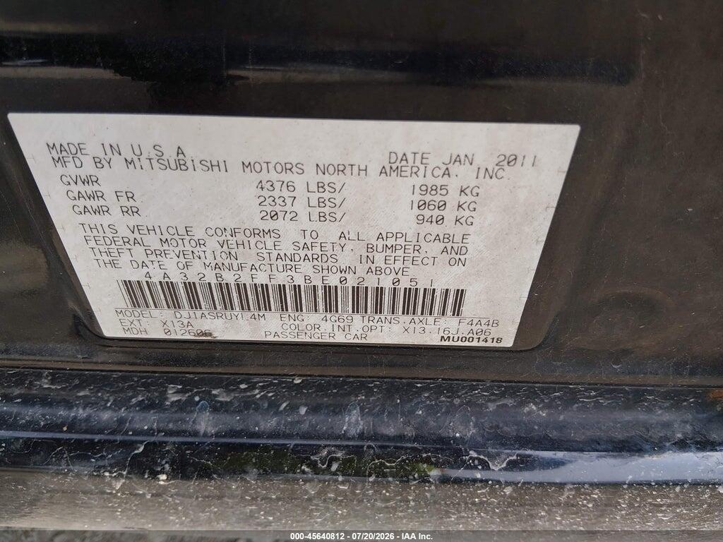 4A32B2FF3BE021051 2011 MITSUBISHI GALANT photo no. 9