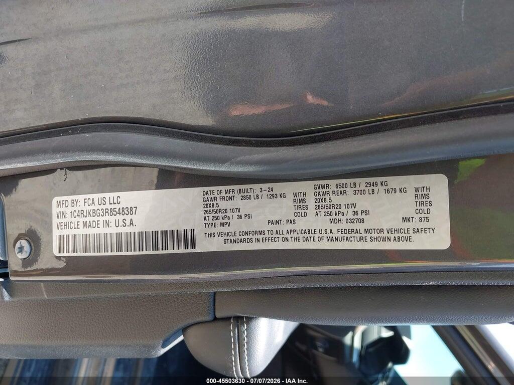 1C4RJKBG3R8548387 2024 JEEP GRAND CHEROKEE L photo no. 9