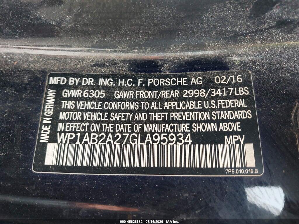 WP1AB2A27GLA95934 2016 PORSCHE CAYENNE photo no. 9