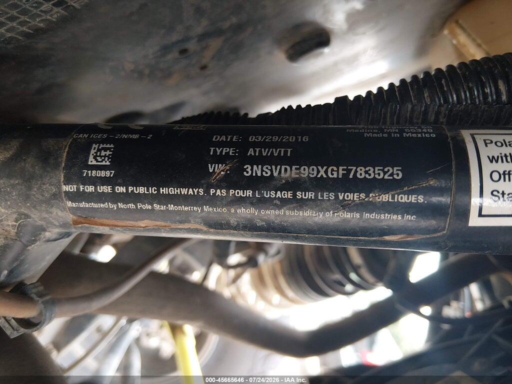 3NSVDE99XGF783525 2016 POLARIS RZR photo no. 10