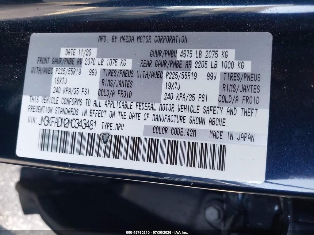 JM3KFADM2M0343481 2021 MAZDA CX-5 photo no. 9