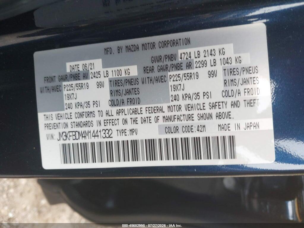 JM3KFBDM4M1441332 2021 MAZDA CX-5 photo no. 9