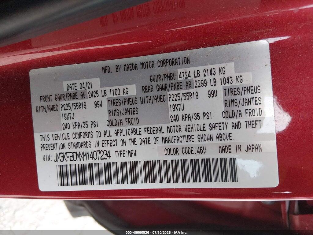 JM3KFBDMXM1407234 2021 MAZDA CX-5 photo no. 9