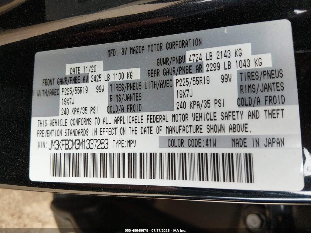 JM3KFBDM3M1337253 2021 MAZDA CX-5 photo no. 9