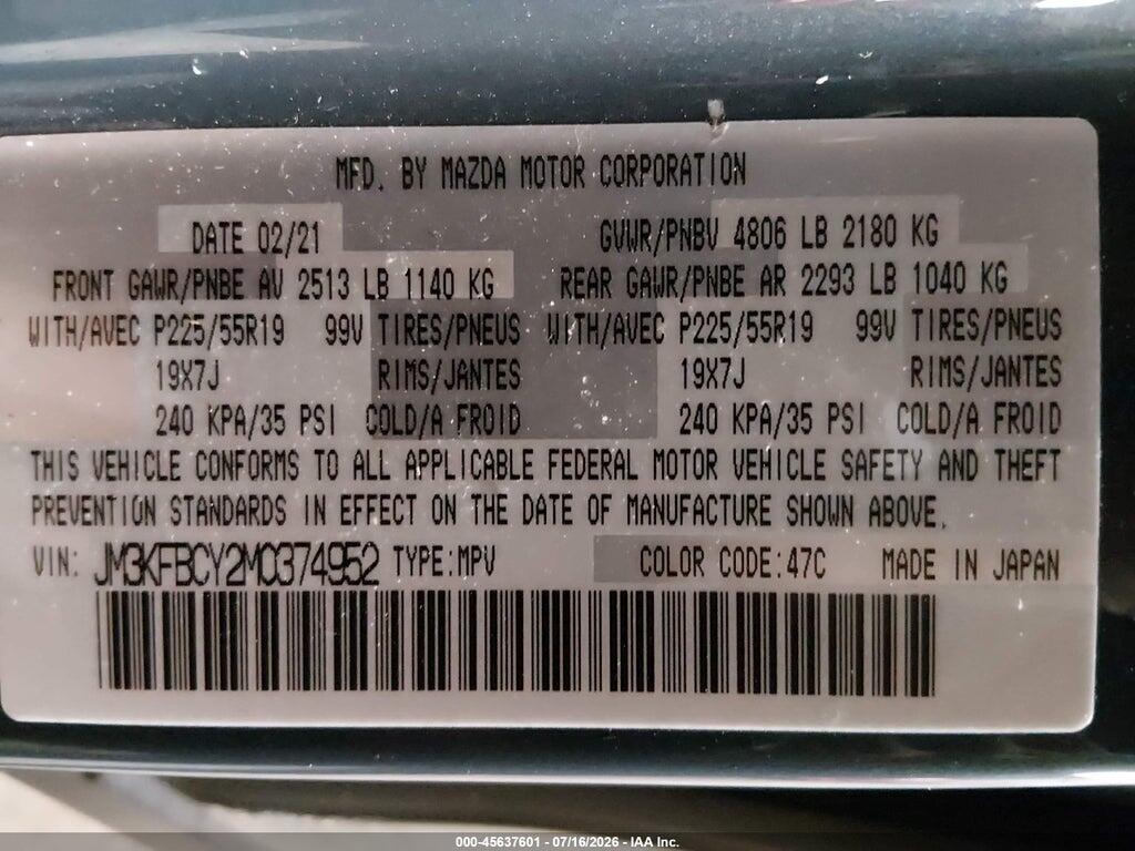 JM3KFBCY2M0374952 2021 MAZDA CX-5 photo no. 9