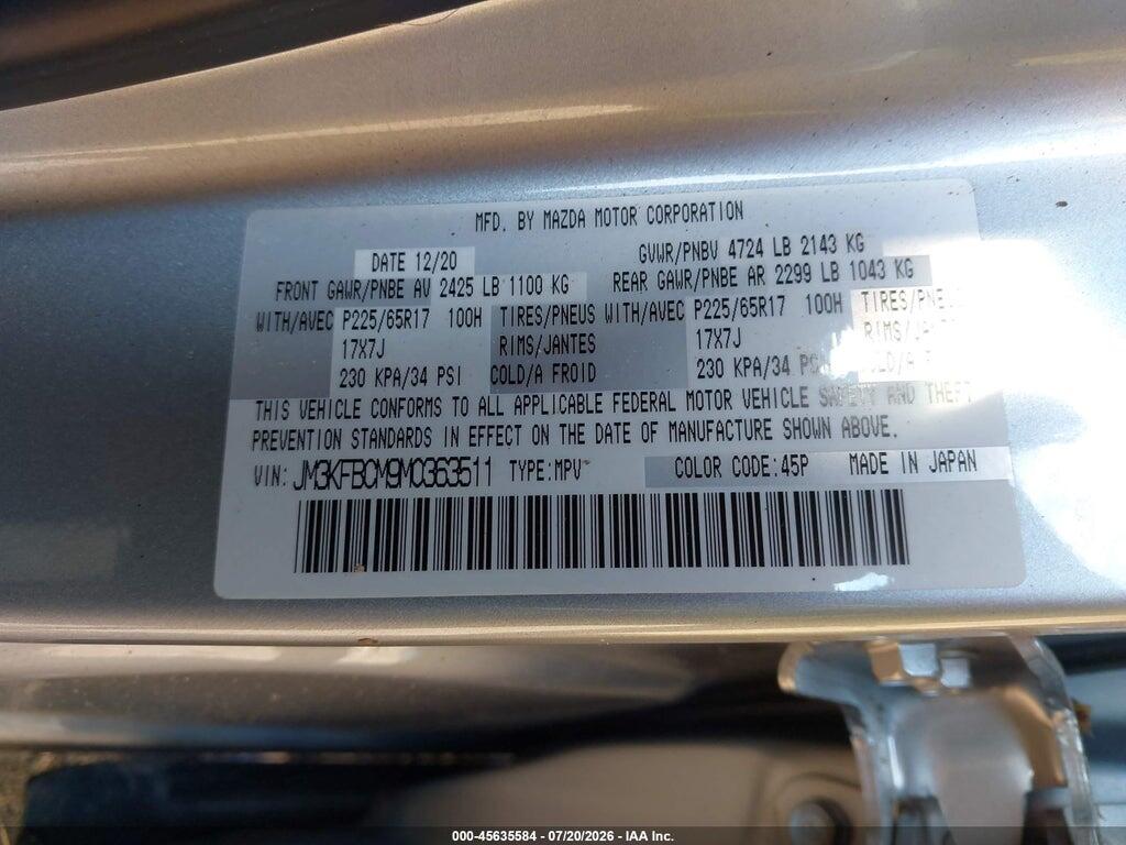 JM3KFBCM9M0363511 2021 MAZDA CX-5 photo no. 9