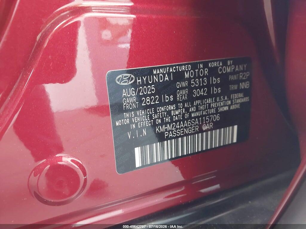 KMHM24AA6SA115706 2025 HYUNDAI IONIQ 6 photo no. 9