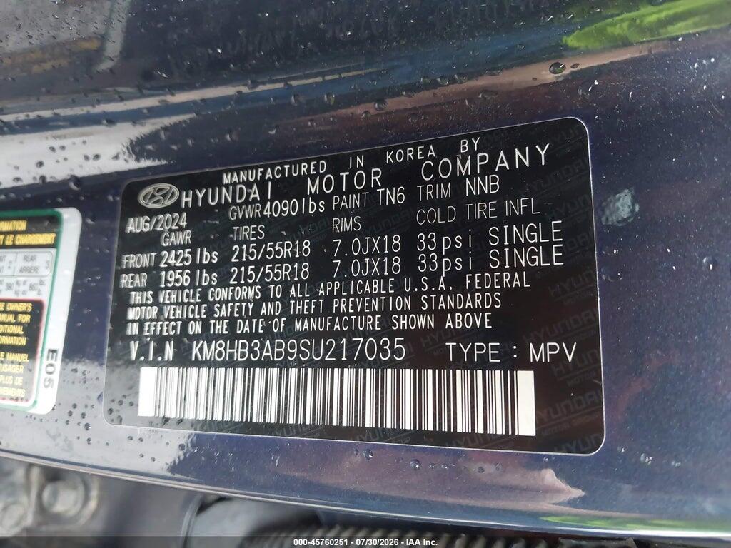 KM8HB3AB9SU217035 2025 HYUNDAI KONA photo no. 9