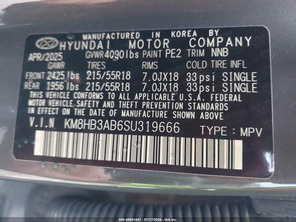 KM8HB3AB6SU319666 2025 HYUNDAI KONA photo no. 9
