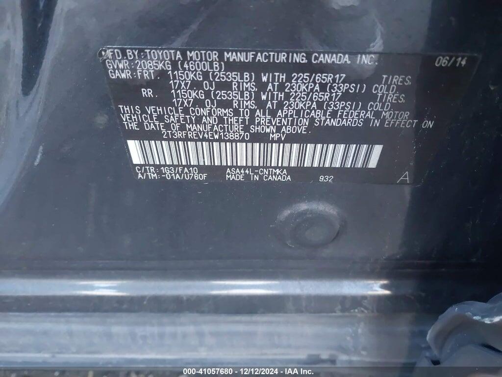 2T3RFREV3EW199966 2014 TOYOTA RAV4 photo no. 9
