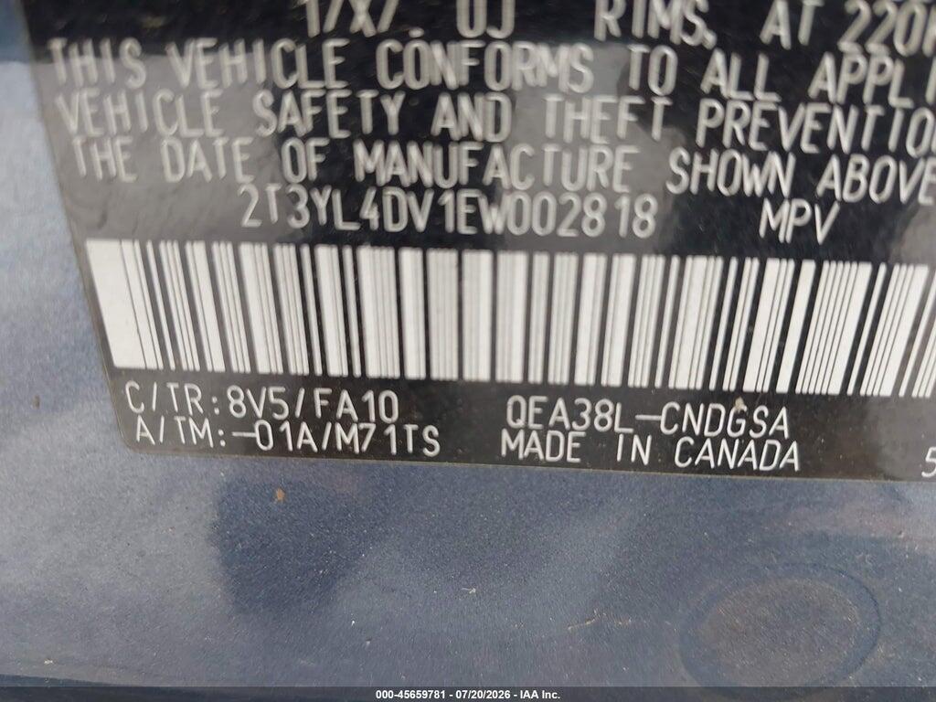 2T3YL4DV1EW002818 2014 TOYOTA RAV4 EV photo no. 9