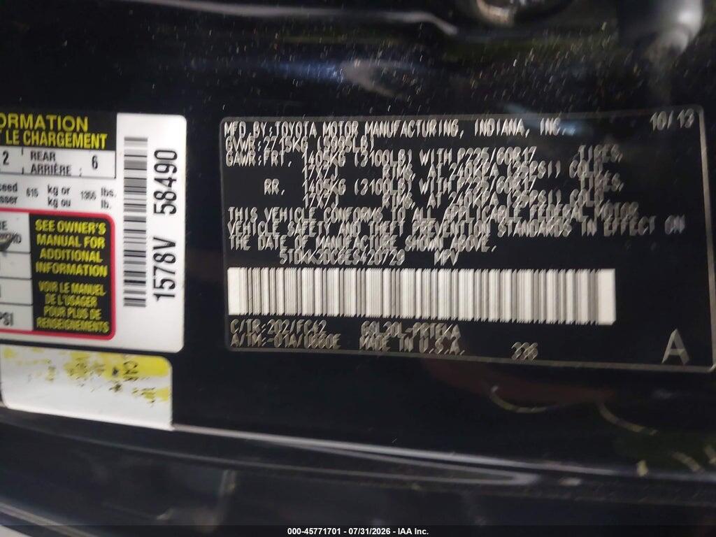 5TDKK3DC6ES420729 2014 TOYOTA SIENNA photo no. 9
