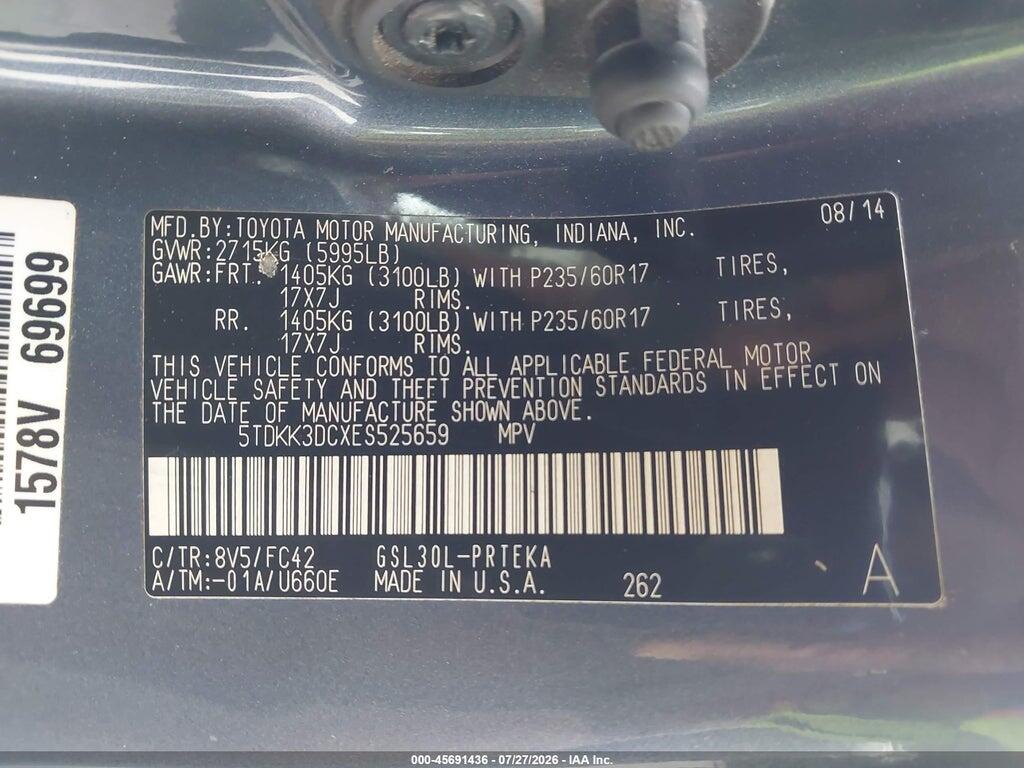 5TDKK3DCXES525659 2014 TOYOTA SIENNA photo no. 9
