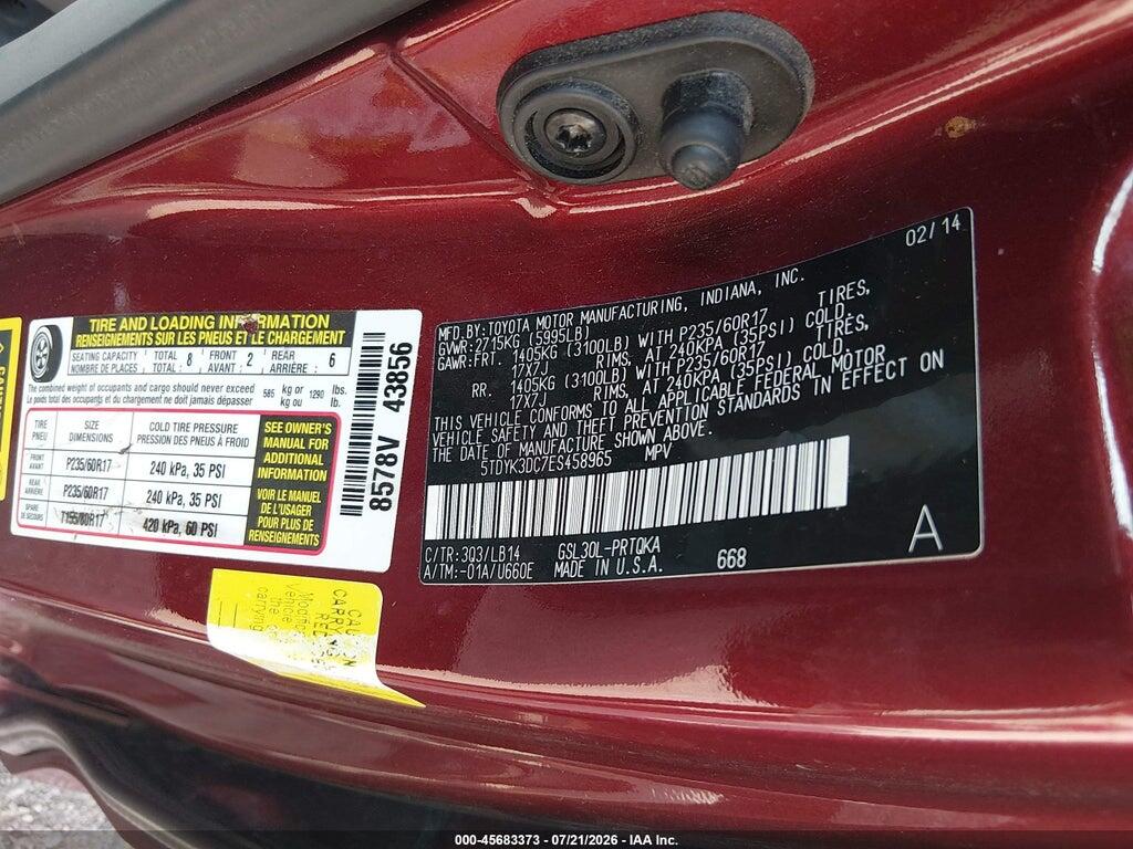 5TDYK3DC7ES458965 2014 TOYOTA SIENNA photo no. 9