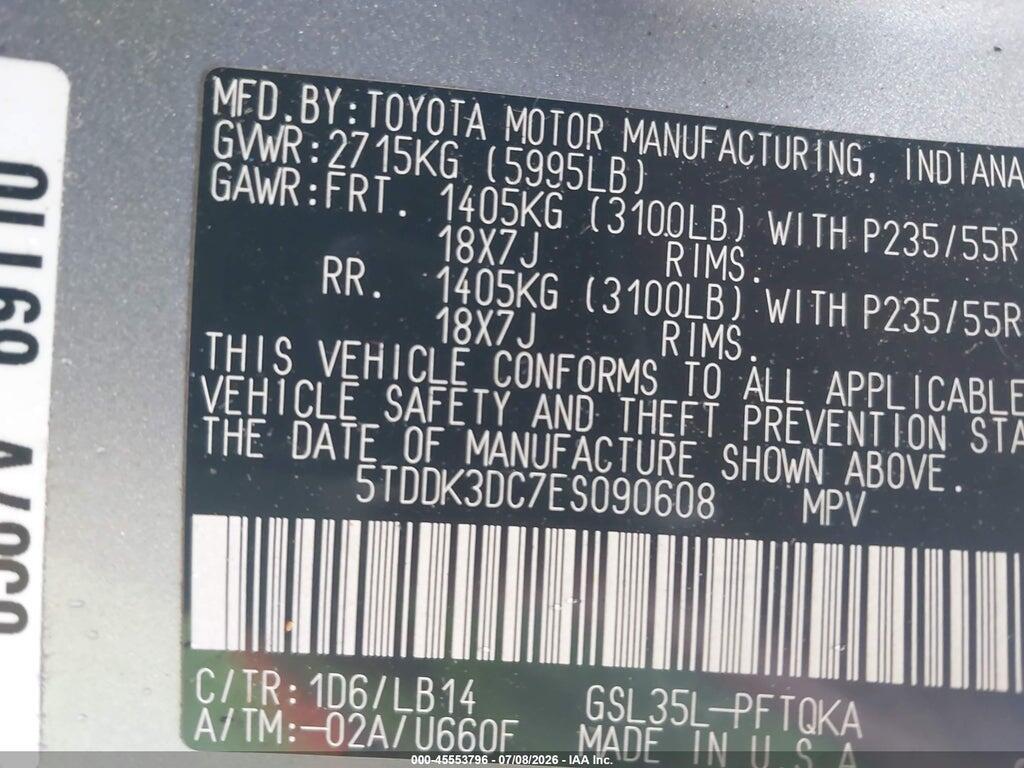 5TDDK3DC7ES090608 2014 TOYOTA SIENNA photo no. 9