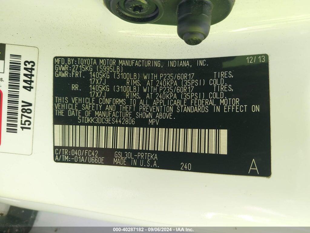 5TDKK3DC9ES442806 2014 TOYOTA SIENNA photo no. 9