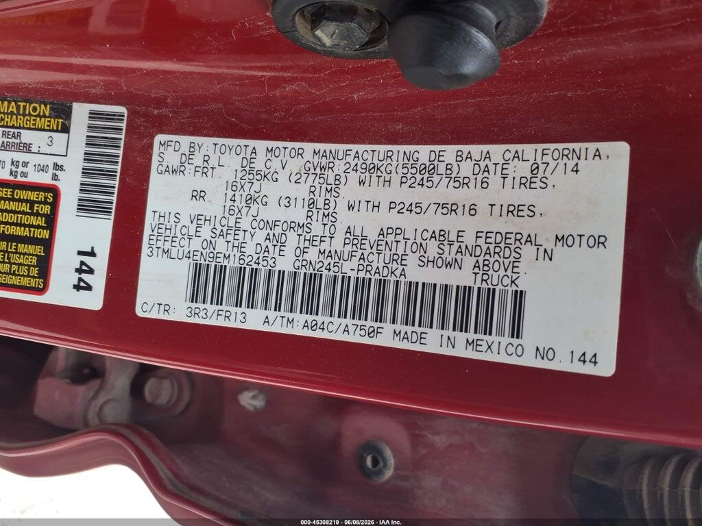 3TMLU4EN9EM162453 2014 TOYOTA TACOMA photo no. 9